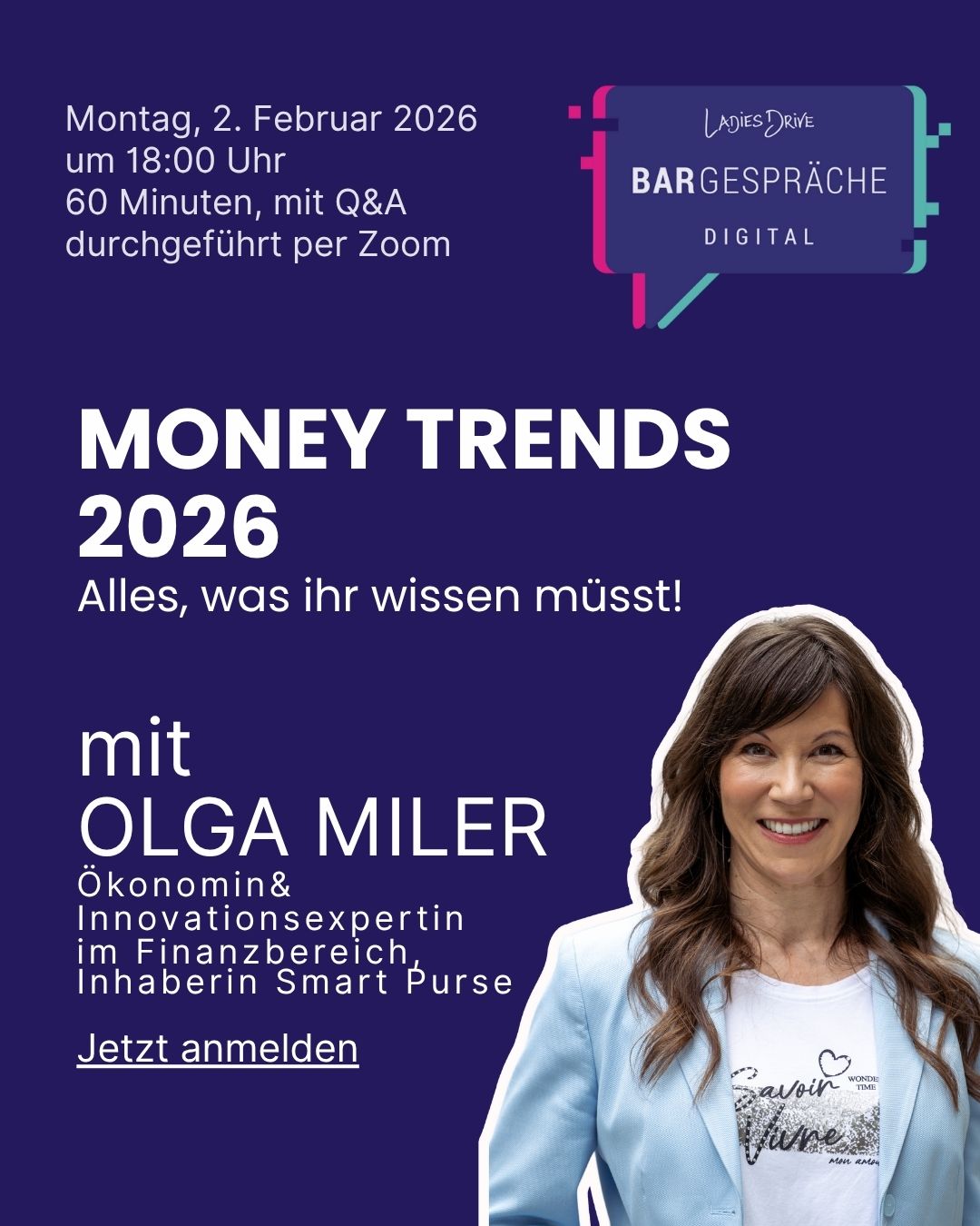 Bargespräche Digital 2026 mit Olga Miler