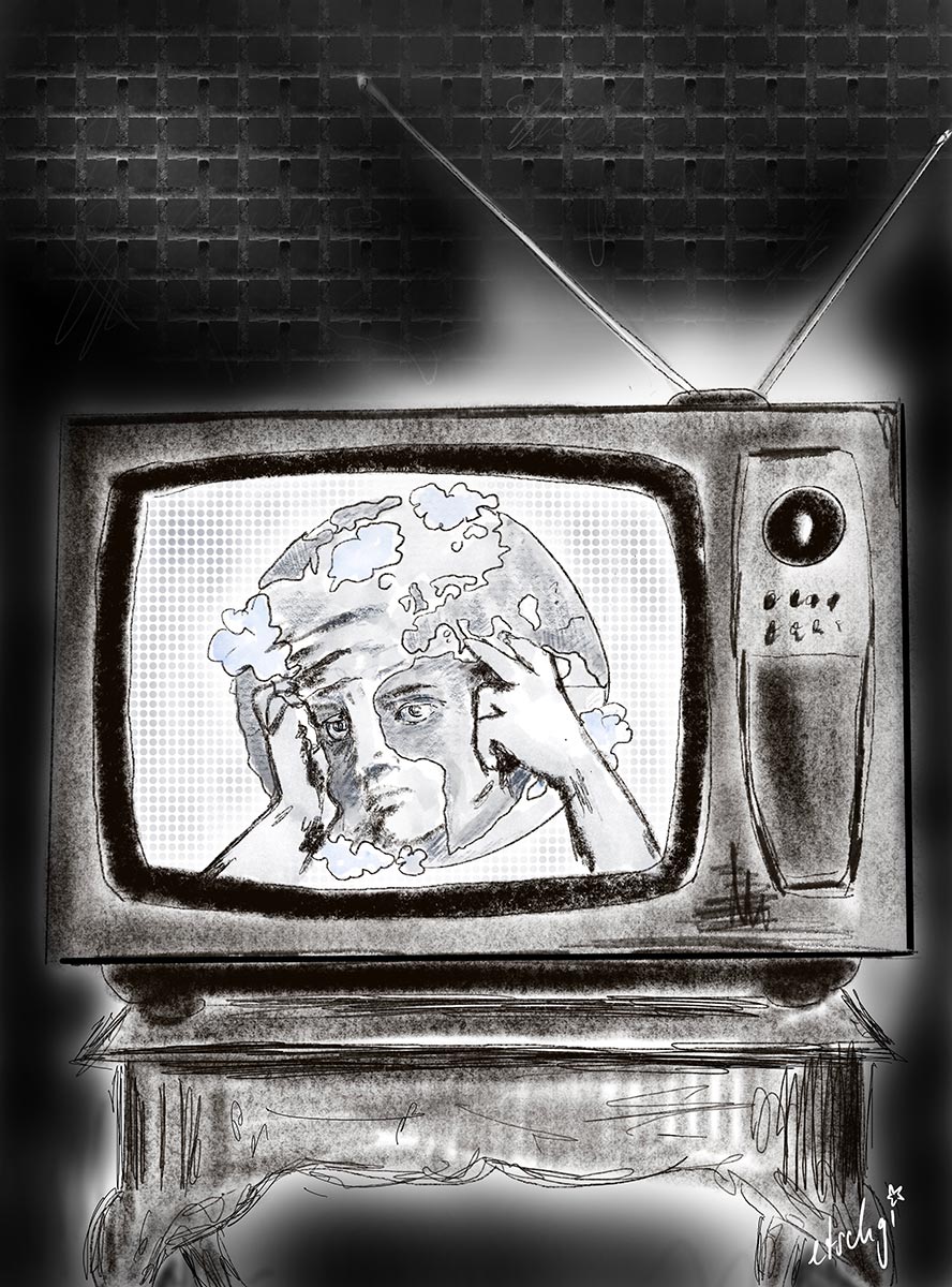 Ladies Drive No. 73. Patti Basler: Verletzt ist, wer den medialen Fingerzeig halbiert. Illustration: Etschgi