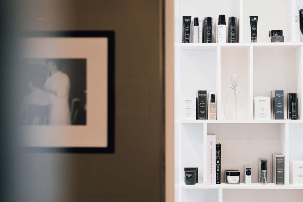 Interior detail of a Rossano Ferretti HairSpa, reflecting the brand’s approach to luxury haircare.