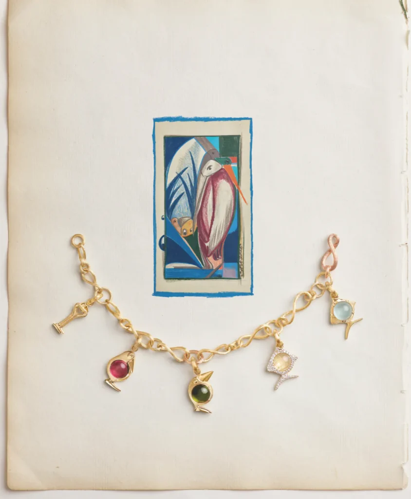 Ole Lynggaard Bird Family Anhänger aus 18-karätigem Gold, entworfen von Sofia Lynggaard Normann und inspiriert von der Natur und der Symbolik der Vögel.